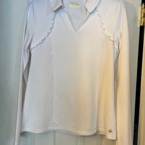 Lilly Pulitzer Martina Long Sleeve Polo Resort White